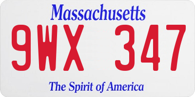 MA license plate 9WX347