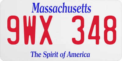 MA license plate 9WX348