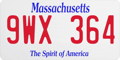 MA license plate 9WX364