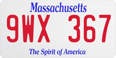 MA license plate 9WX367