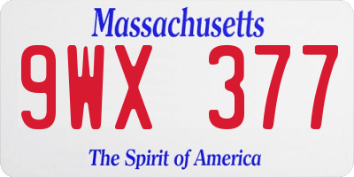 MA license plate 9WX377