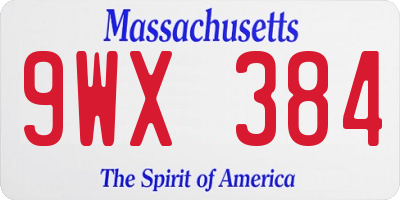 MA license plate 9WX384