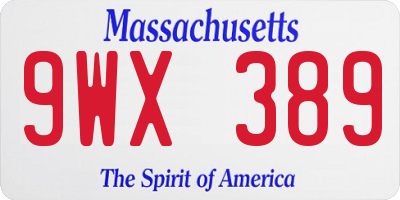 MA license plate 9WX389