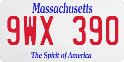 MA license plate 9WX390
