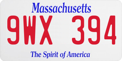 MA license plate 9WX394