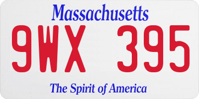 MA license plate 9WX395