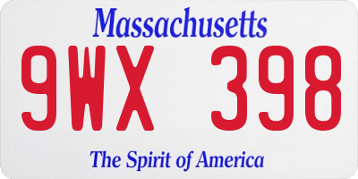 MA license plate 9WX398
