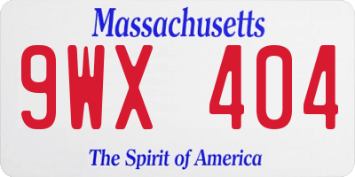 MA license plate 9WX404