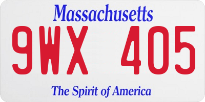 MA license plate 9WX405