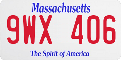 MA license plate 9WX406