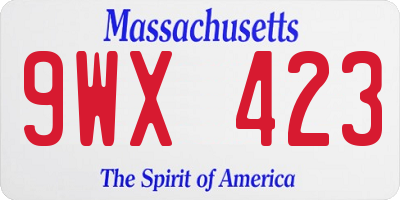 MA license plate 9WX423