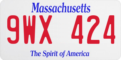 MA license plate 9WX424