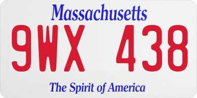 MA license plate 9WX438