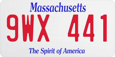 MA license plate 9WX441