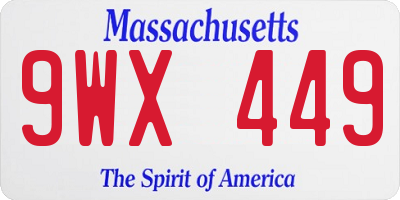 MA license plate 9WX449