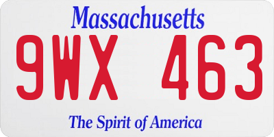 MA license plate 9WX463