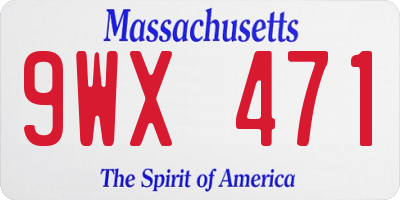 MA license plate 9WX471