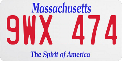 MA license plate 9WX474