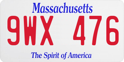 MA license plate 9WX476