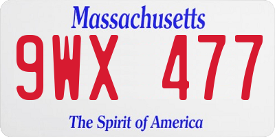 MA license plate 9WX477