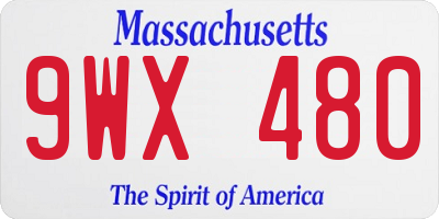 MA license plate 9WX480