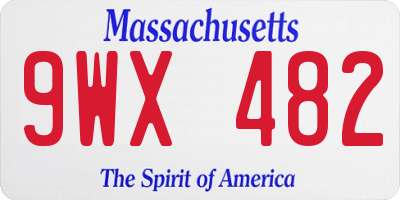 MA license plate 9WX482