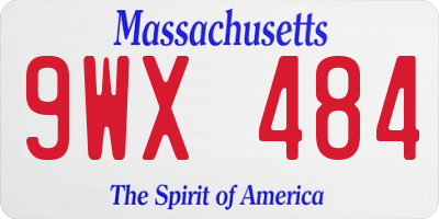 MA license plate 9WX484