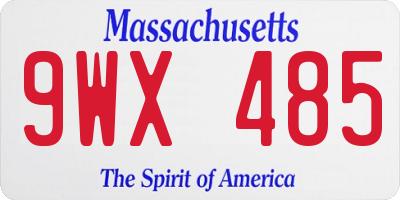 MA license plate 9WX485