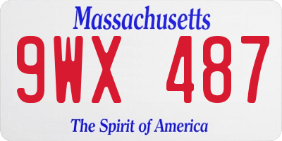 MA license plate 9WX487