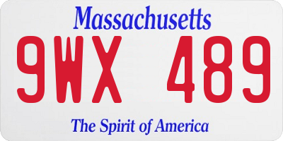 MA license plate 9WX489