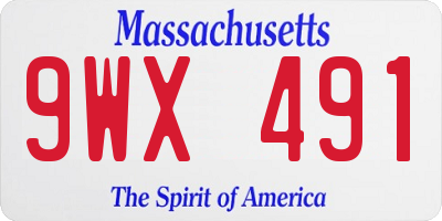 MA license plate 9WX491