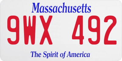 MA license plate 9WX492