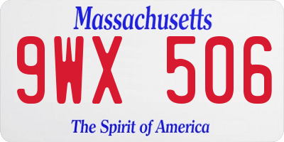 MA license plate 9WX506