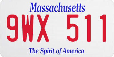MA license plate 9WX511