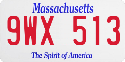 MA license plate 9WX513