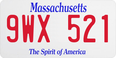 MA license plate 9WX521