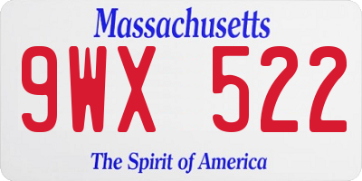 MA license plate 9WX522