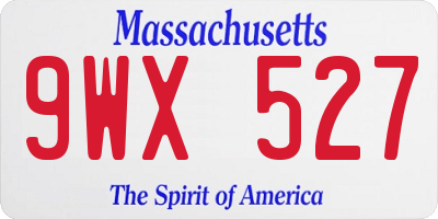 MA license plate 9WX527