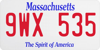 MA license plate 9WX535