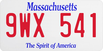 MA license plate 9WX541