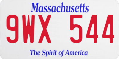 MA license plate 9WX544