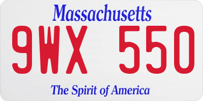 MA license plate 9WX550