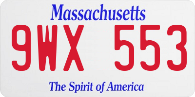 MA license plate 9WX553