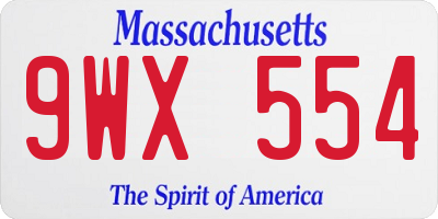 MA license plate 9WX554