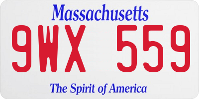 MA license plate 9WX559