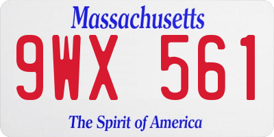 MA license plate 9WX561