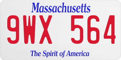 MA license plate 9WX564