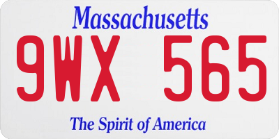 MA license plate 9WX565