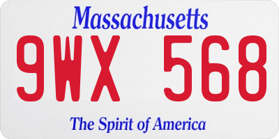MA license plate 9WX568