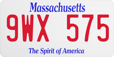 MA license plate 9WX575